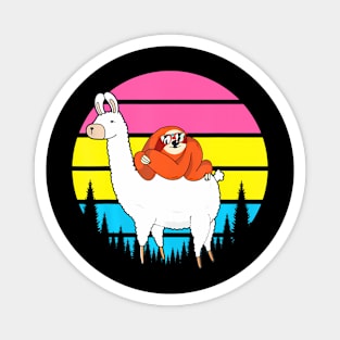 Sloth Riding Llama Lgbt Q Retro Pan Sexual Pride Flag Magnet